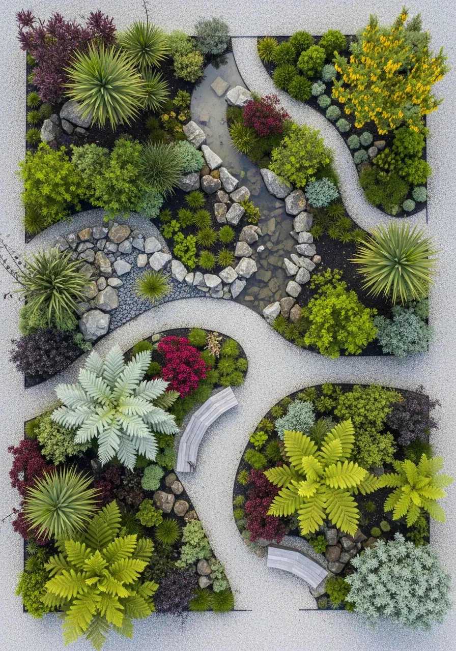 Professional garden design layout with native plants